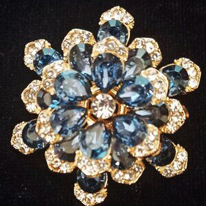 Classic Black & Clear Rhinestone Brooch